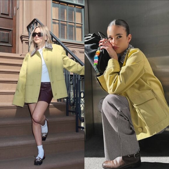 Veronica Beard Arlen Dickey Coat Size XS Flax Yellow Crystal Embellished Collar - Picture 12 of 14